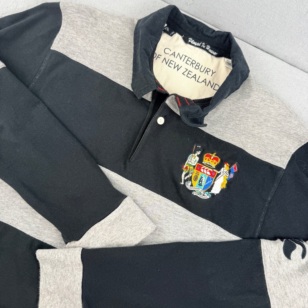 Vintage Canterbury of New Zealand Played In Heaven Rugby Shirt Grey Black Mens M